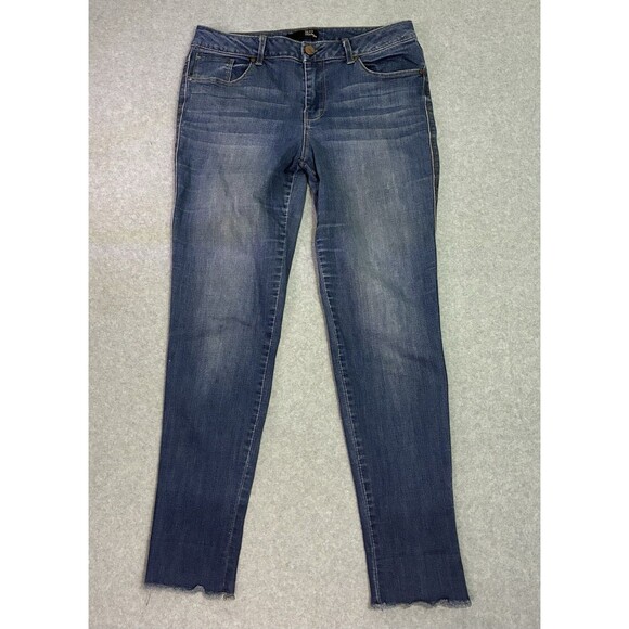 1822 Denim Women’s Jeans Size 12 Blue Skinny Fit Raw Hem Stretch Casual - Picture 1 of 7